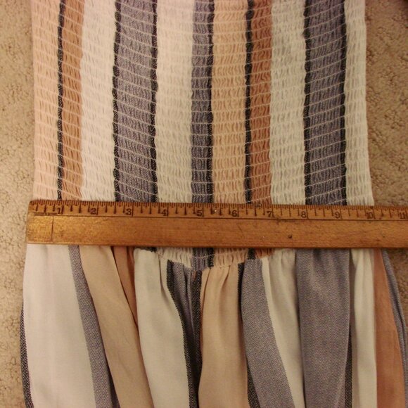 Wide Leg Jumpsuit Smocked Top Striped Off Shoulder Ocean Drive Beach Medium - Picture 12 of 15